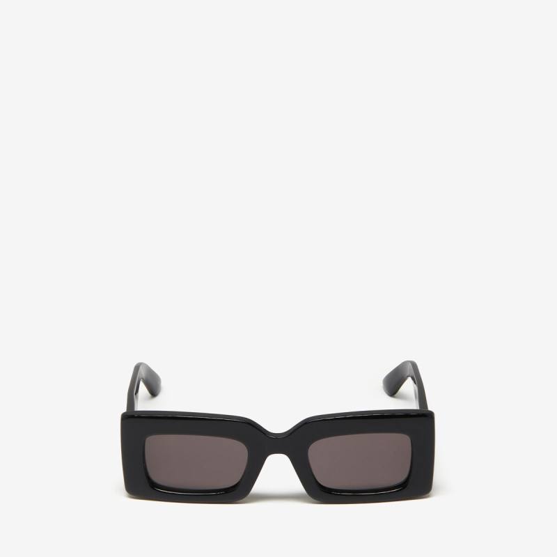 Alexander McQueen Women's Black Bold Rectangular Sunglasses (Acetate)